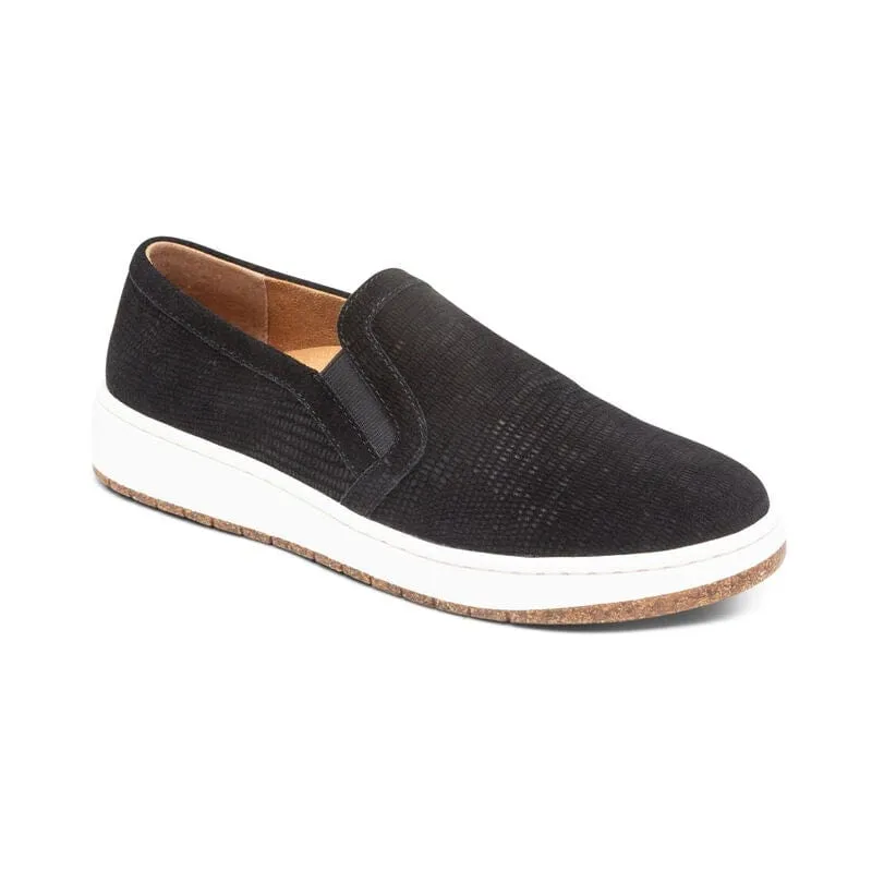 Aetrex Women's Kenzie Croc Slip Ons- Black