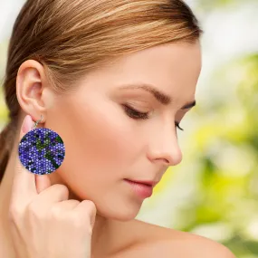 Agapanthus Stained Glass Round Wooden Dangle Earrings (FWS)