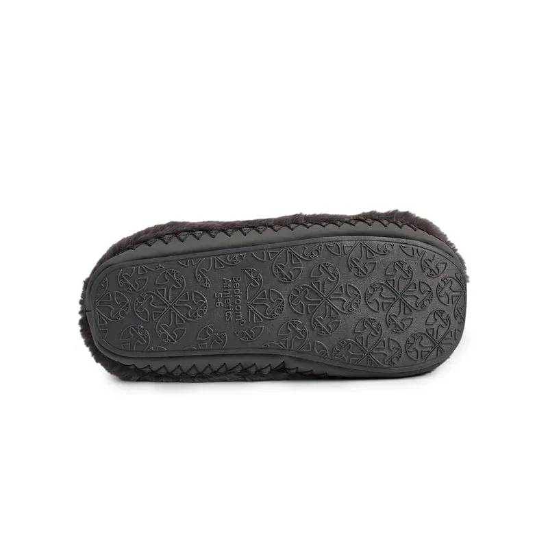 Bedroom Athletics Gisele 100% Recycled Faux Fur Rouched Slipper Boot in Ink