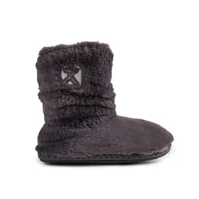 Bedroom Athletics Gisele 100% Recycled Faux Fur Rouched Slipper Boot in Ink