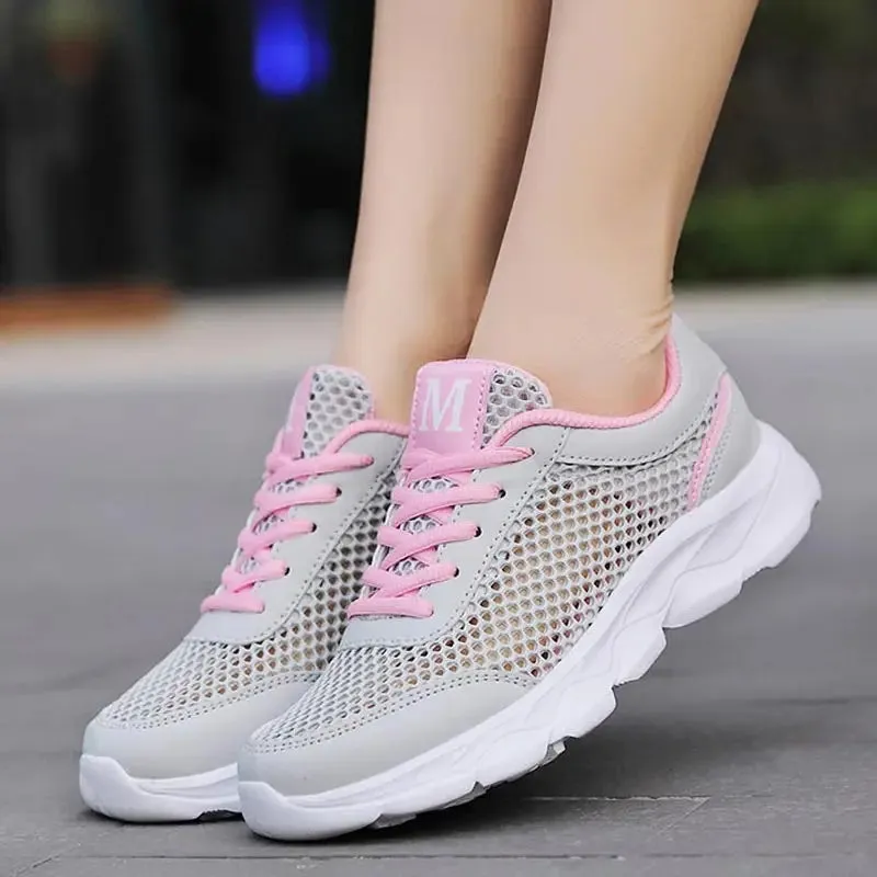 Breathable Sneakers Women Mesh Summer Women's Sport Shoes Lightweight Women's Shoes Beige Running Shoes