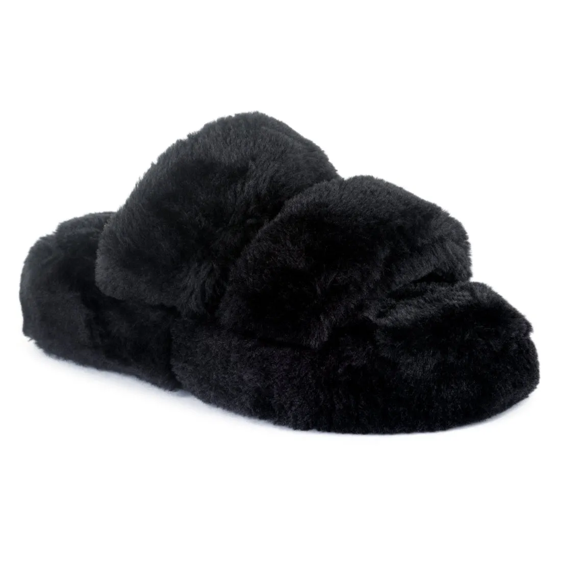 Burrow-In Indoor Fur Flats in Black