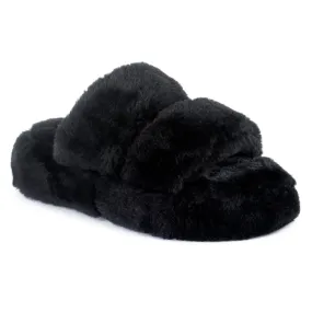 Burrow-In Indoor Fur Flats in Black