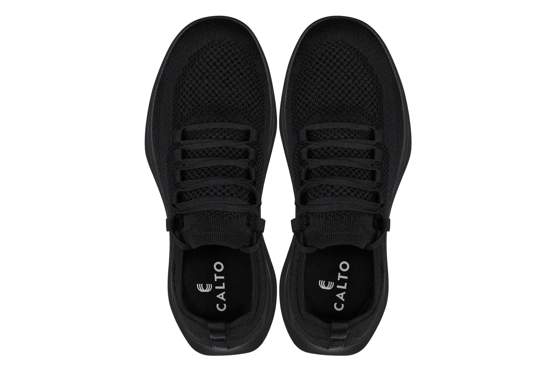 CALTO - QA060 - 2.4 Inches Taller (Black/Black Sole) - Lightweight Knitted Sneakers