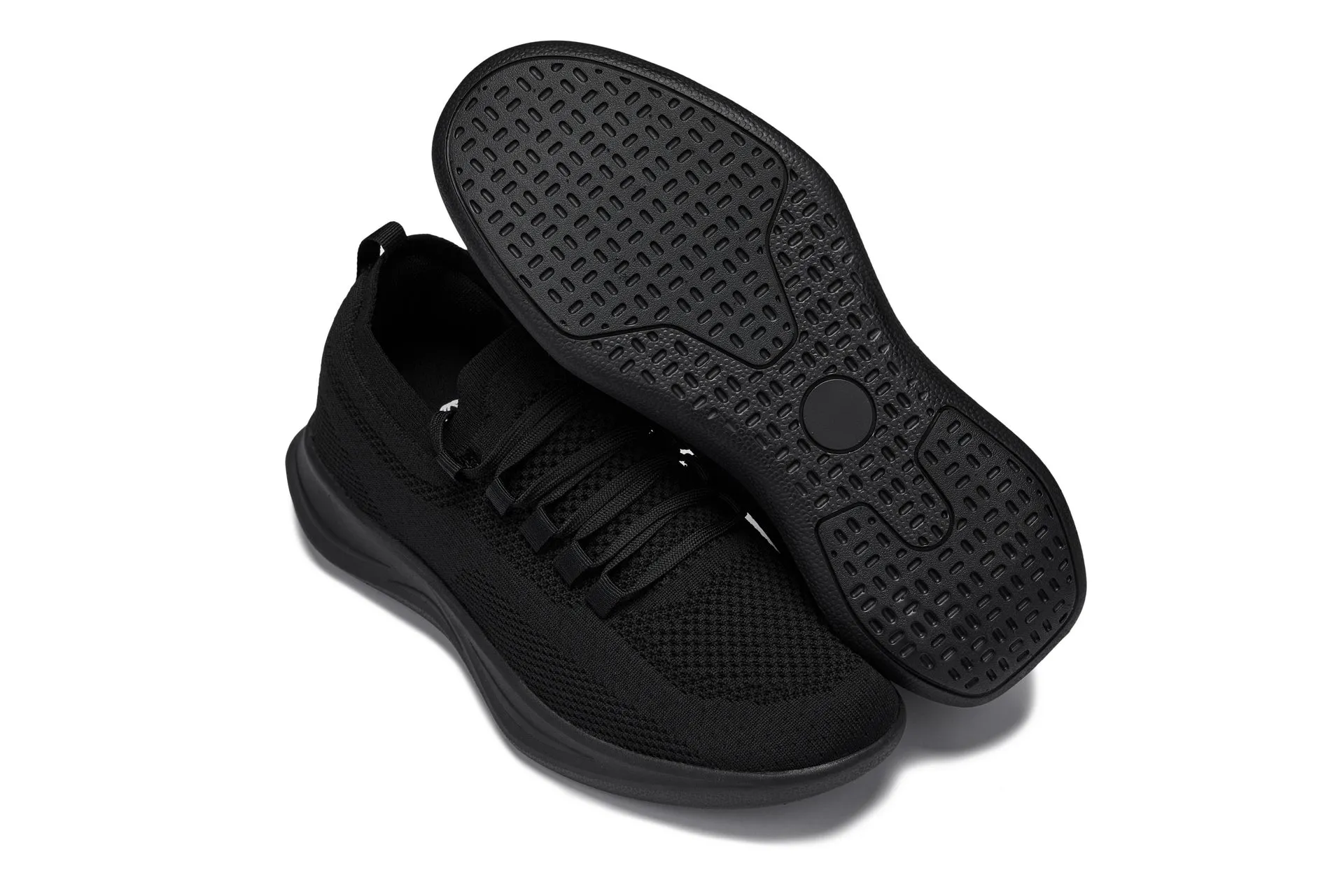 CALTO - QA060 - 2.4 Inches Taller (Black/Black Sole) - Lightweight Knitted Sneakers