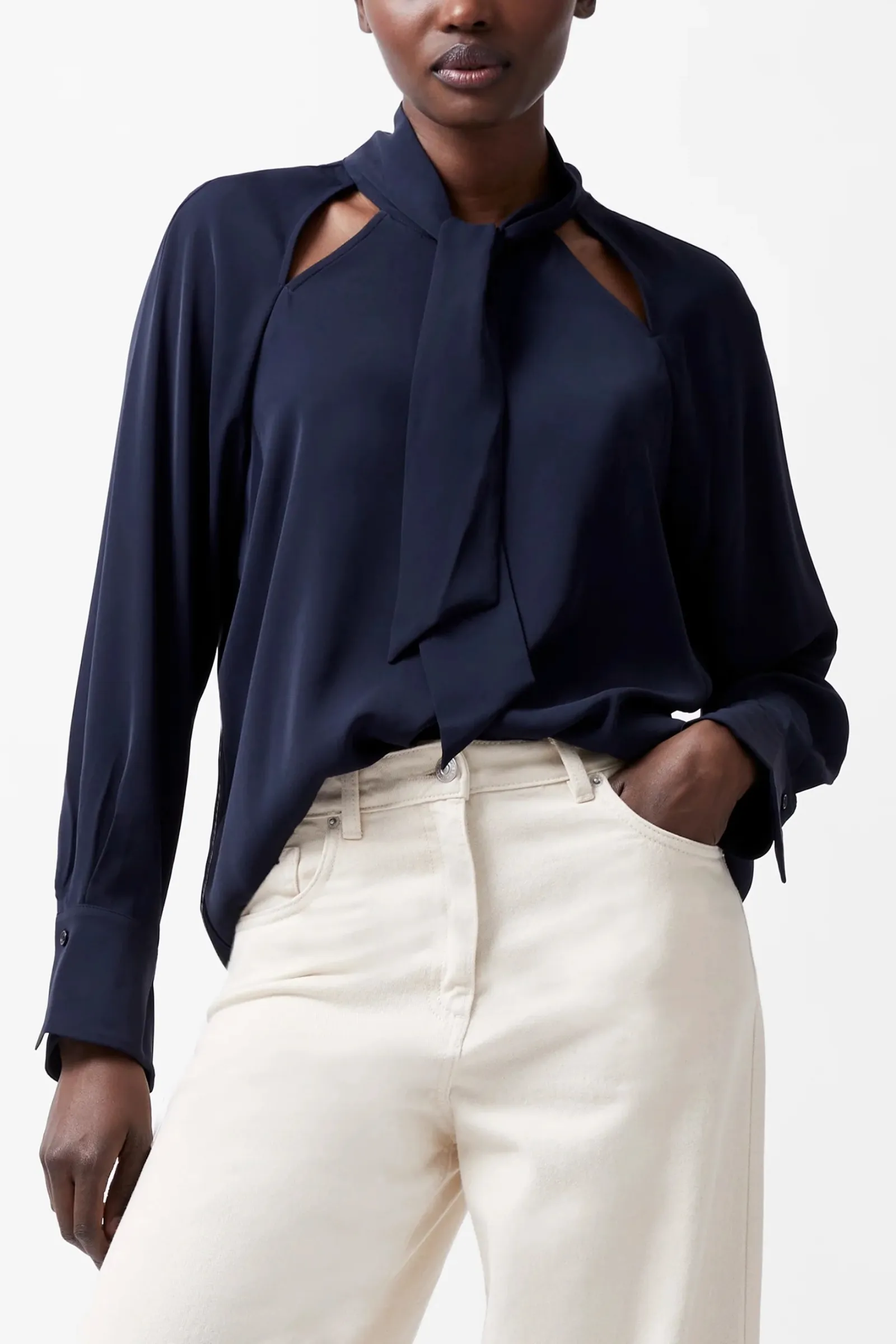 Carmen Recycled Crepe Tie Blouse