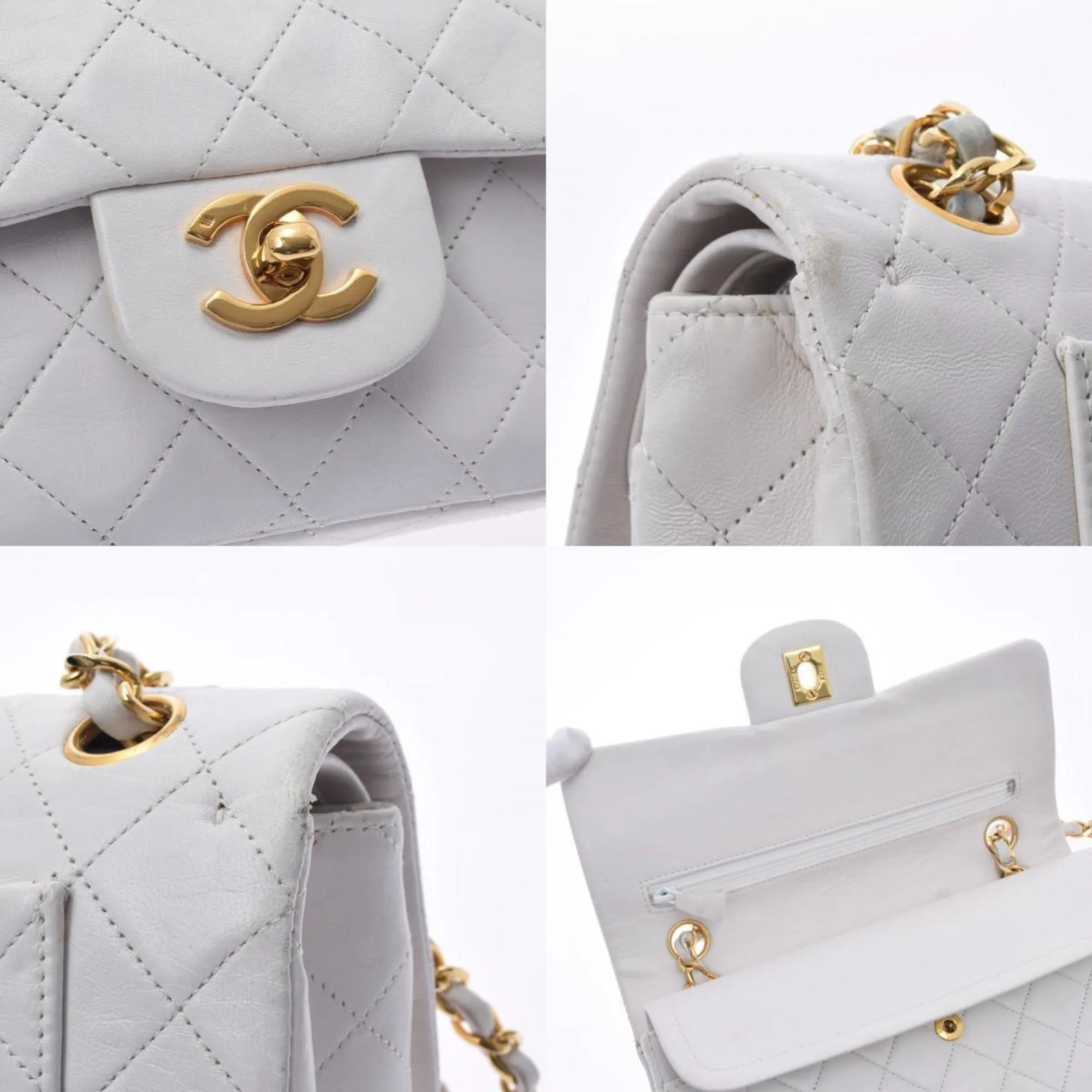 Chanel White Leather Timeless shoulder bag