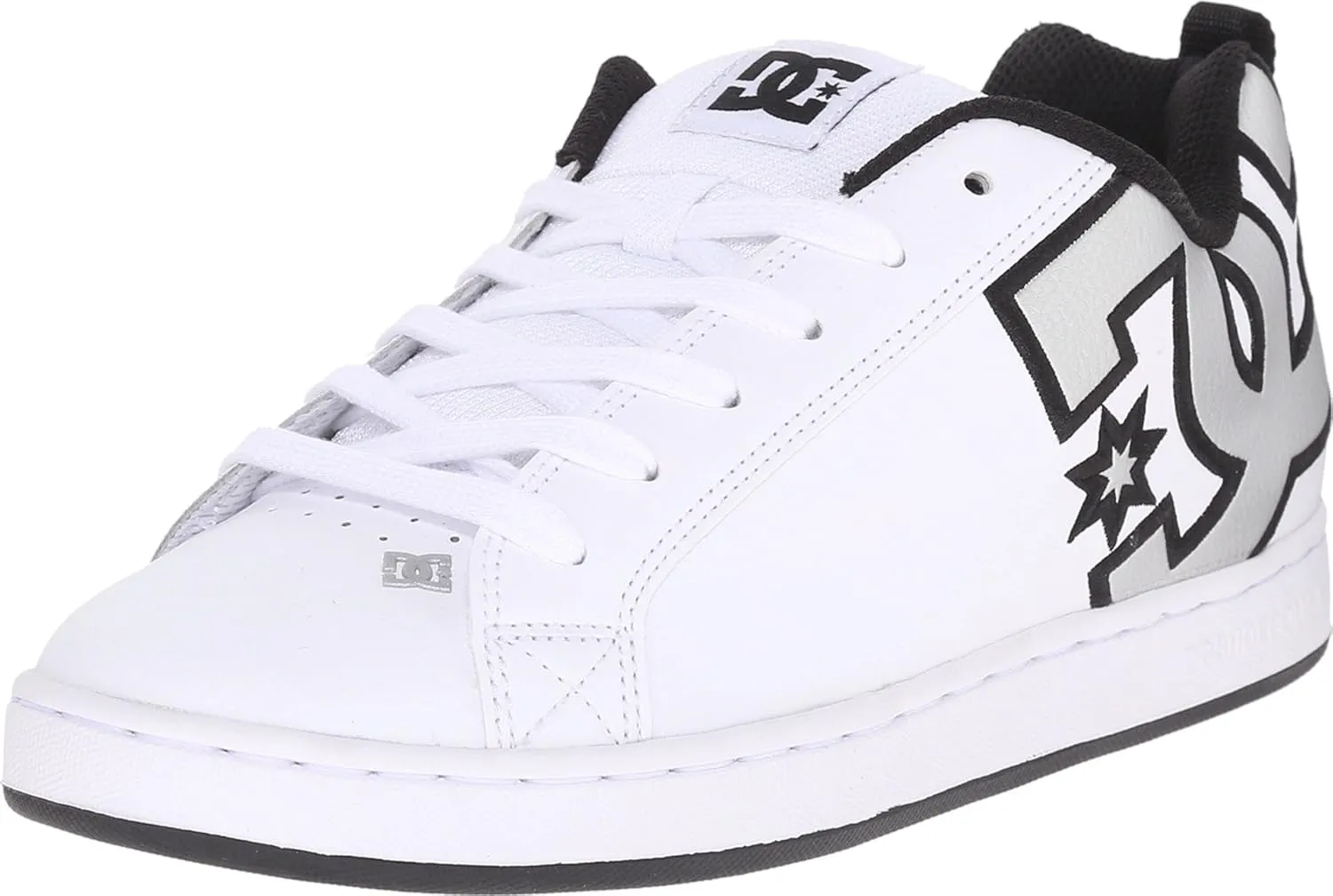 DC Women's Court Graffik Low Top Casual Skate Shoe, White/M Silver, 5.5