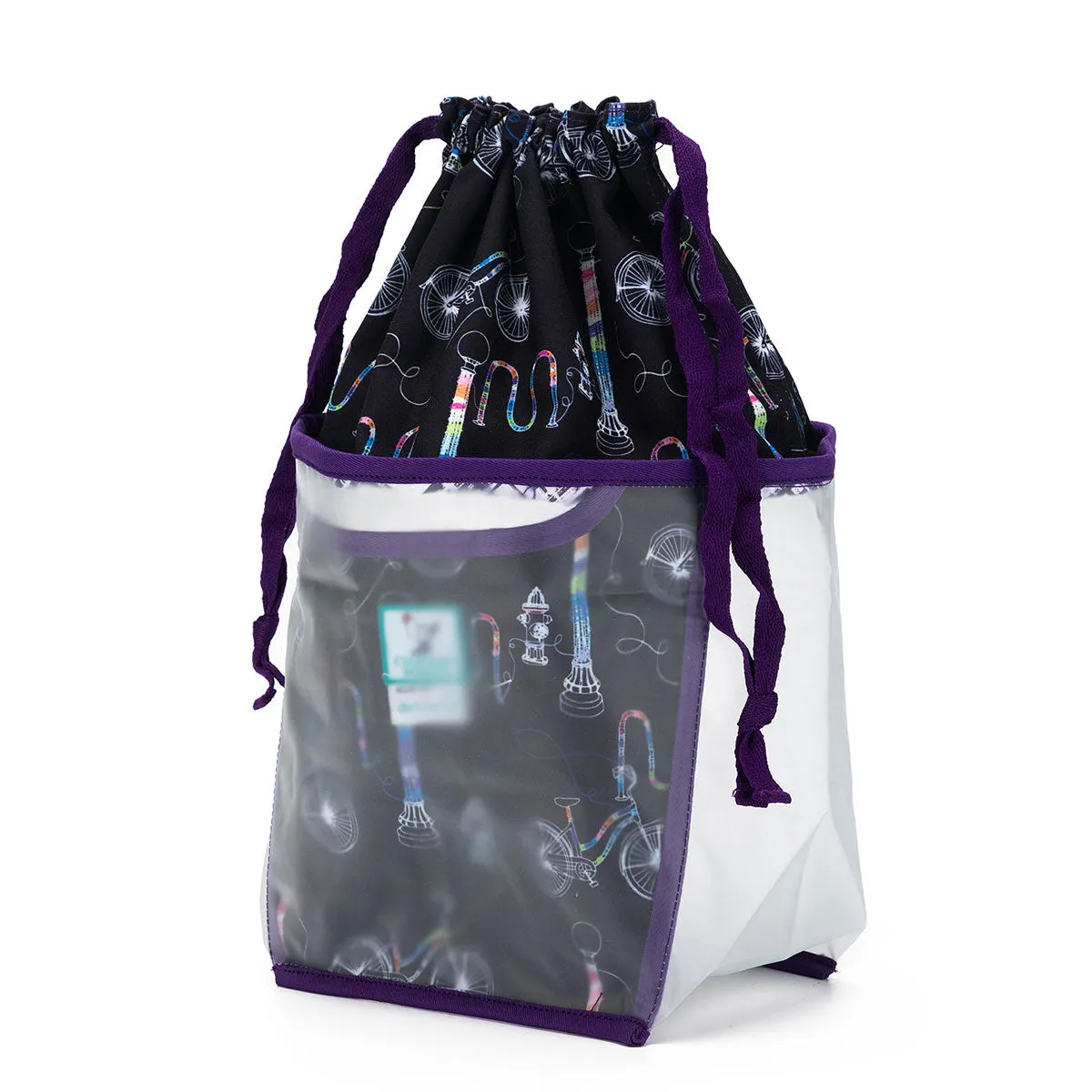 della Q Chicken Boots Double Double Project Bag - Coffee and Yarn Green