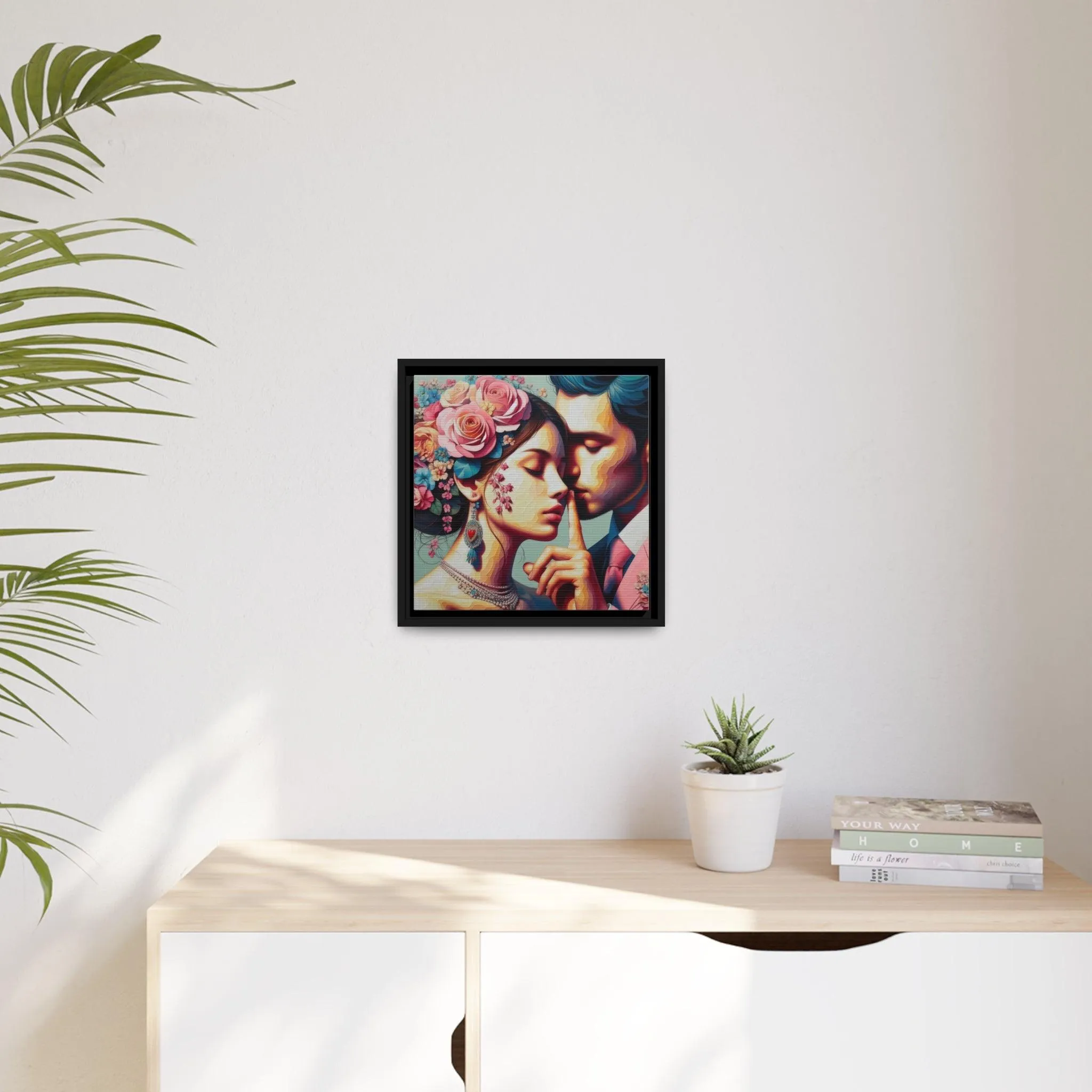 Elegant Eco-Friendly Canvas Art in Sleek Black Pinewood Frame