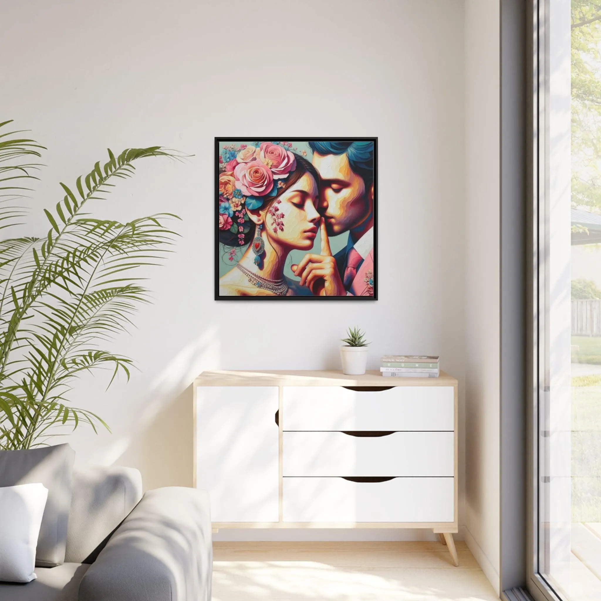 Elegant Eco-Friendly Canvas Art in Sleek Black Pinewood Frame