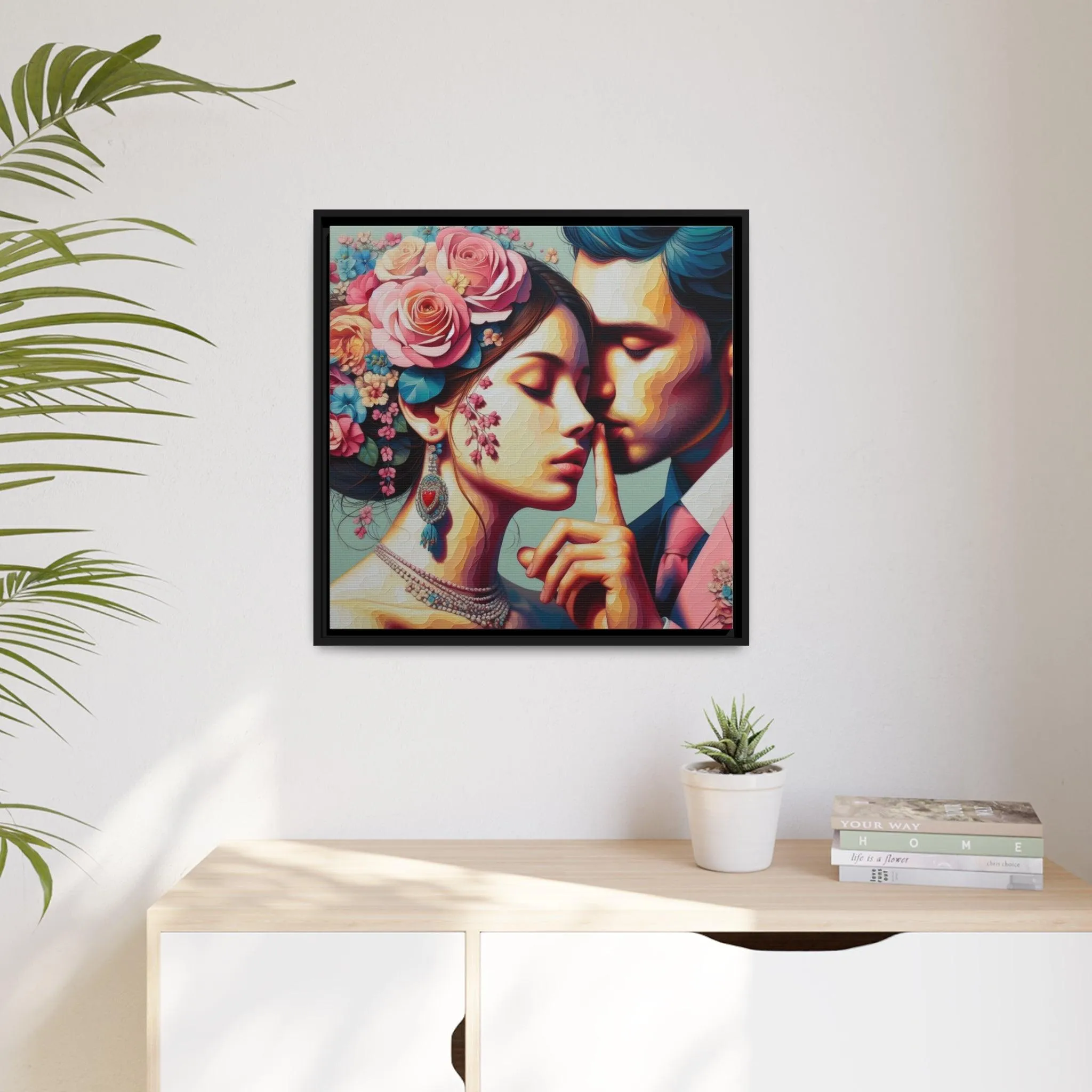 Elegant Eco-Friendly Canvas Art in Sleek Black Pinewood Frame
