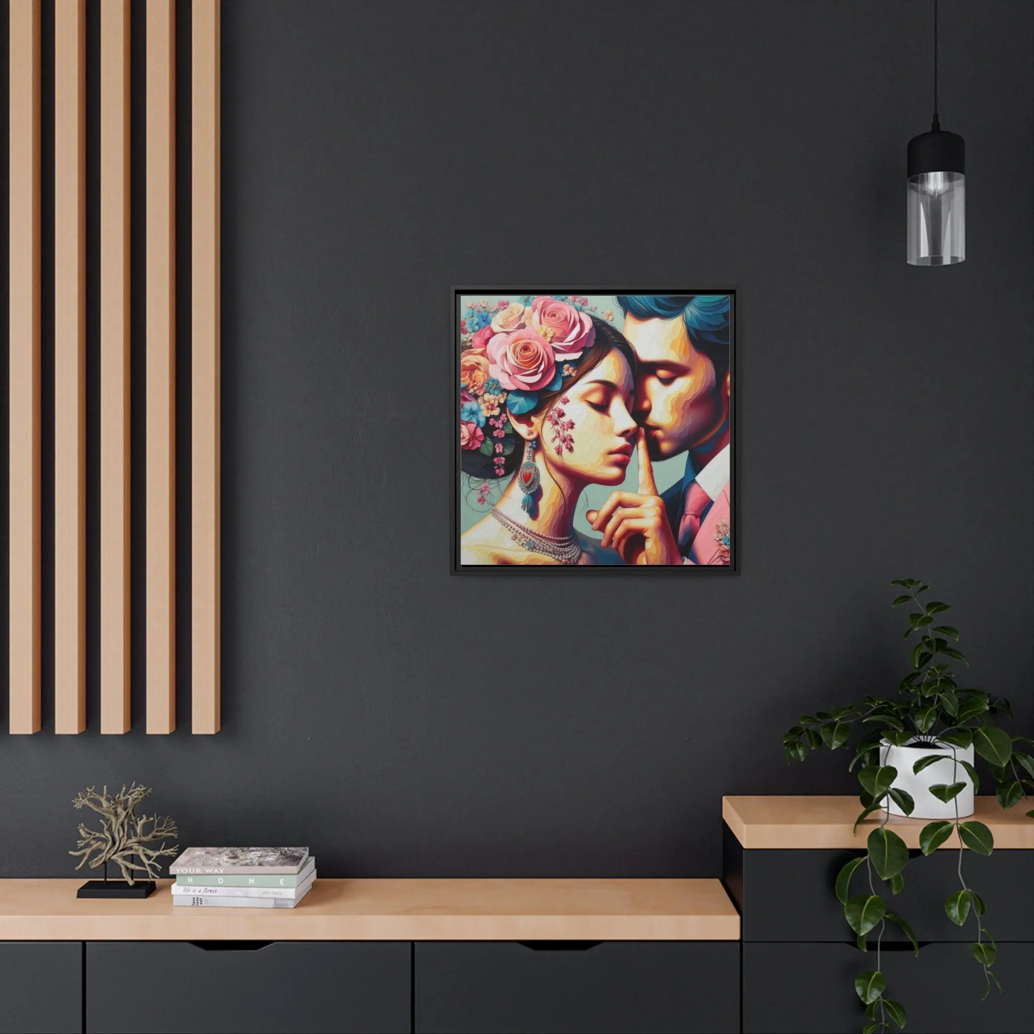 Elegant Eco-Friendly Canvas Art in Sleek Black Pinewood Frame