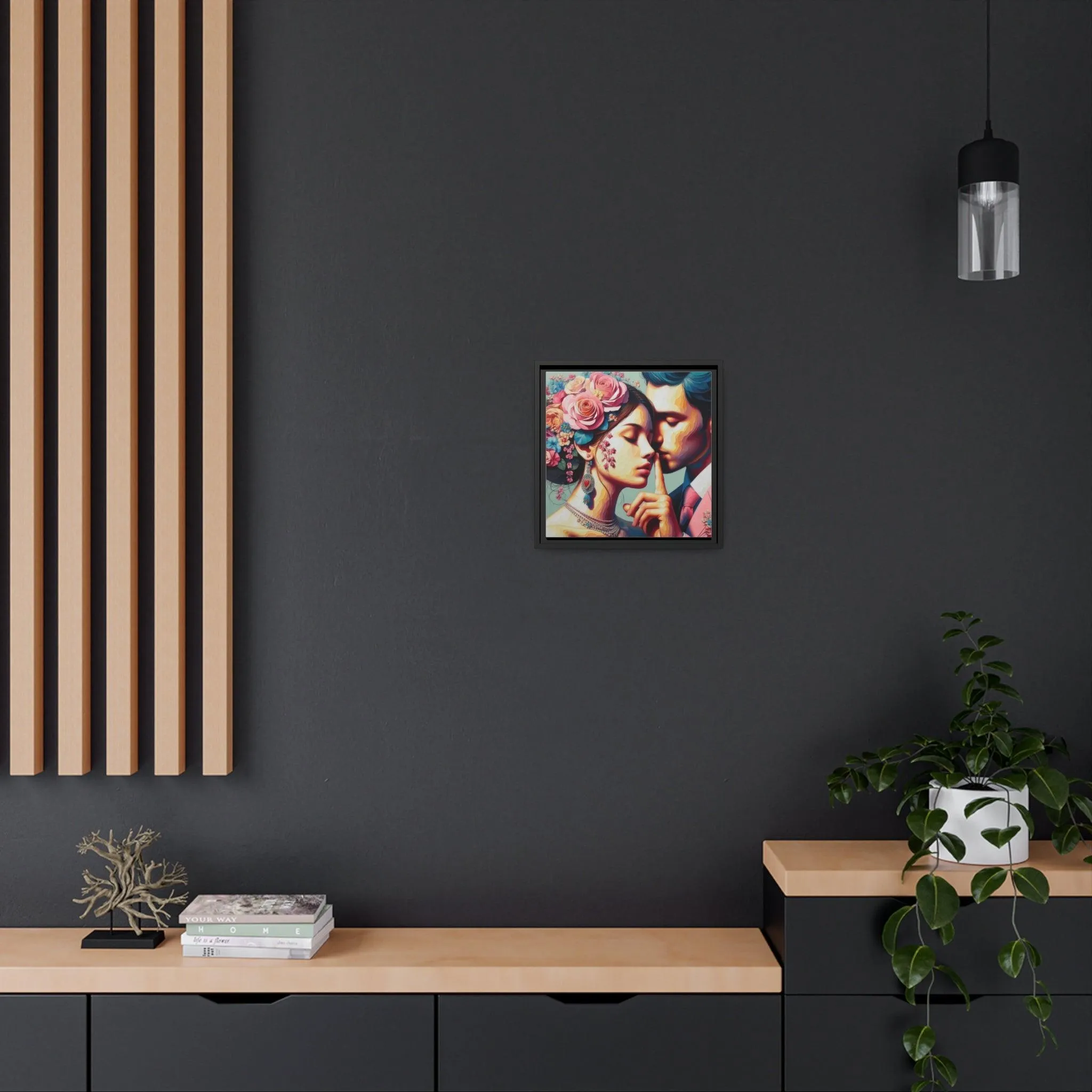 Elegant Eco-Friendly Canvas Art in Sleek Black Pinewood Frame