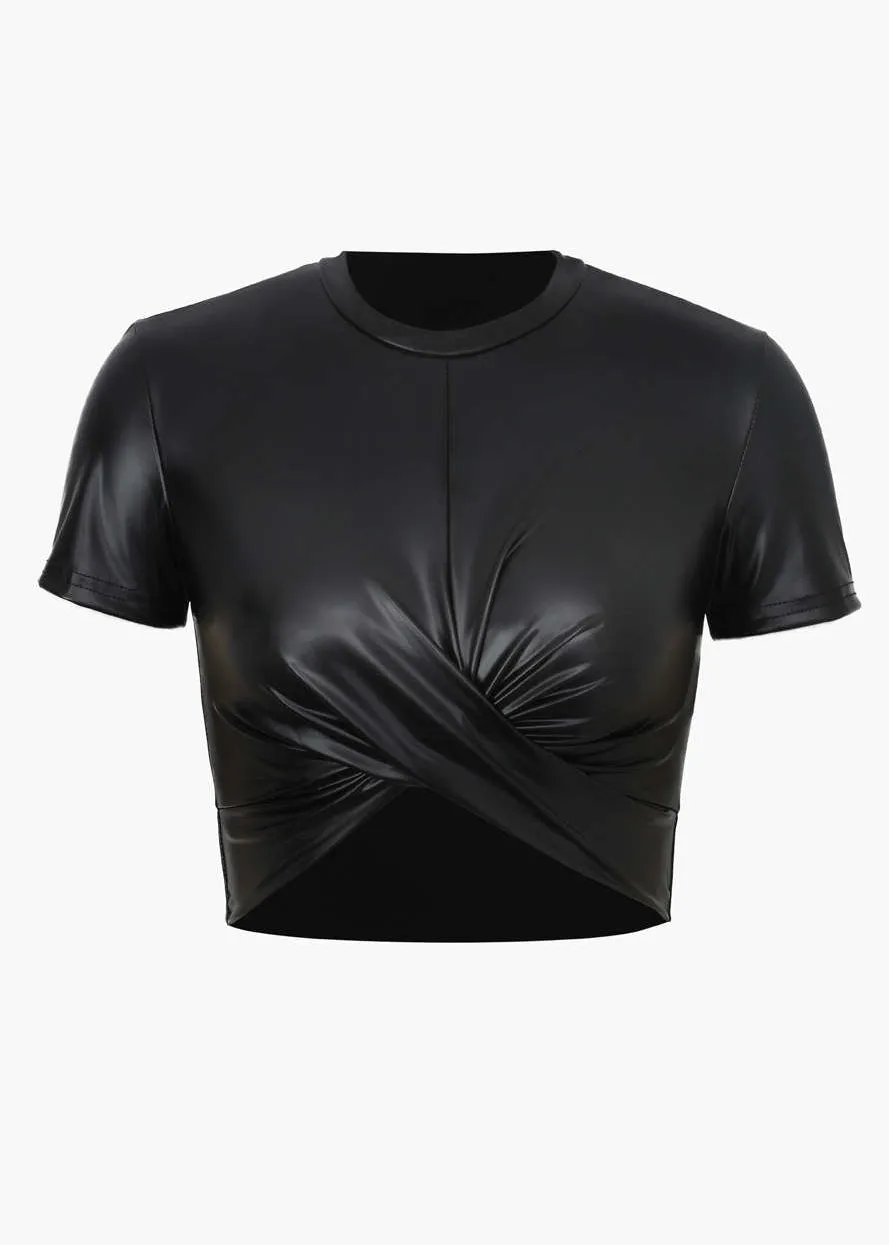 Evanthia Eco-Leather Cropped Top