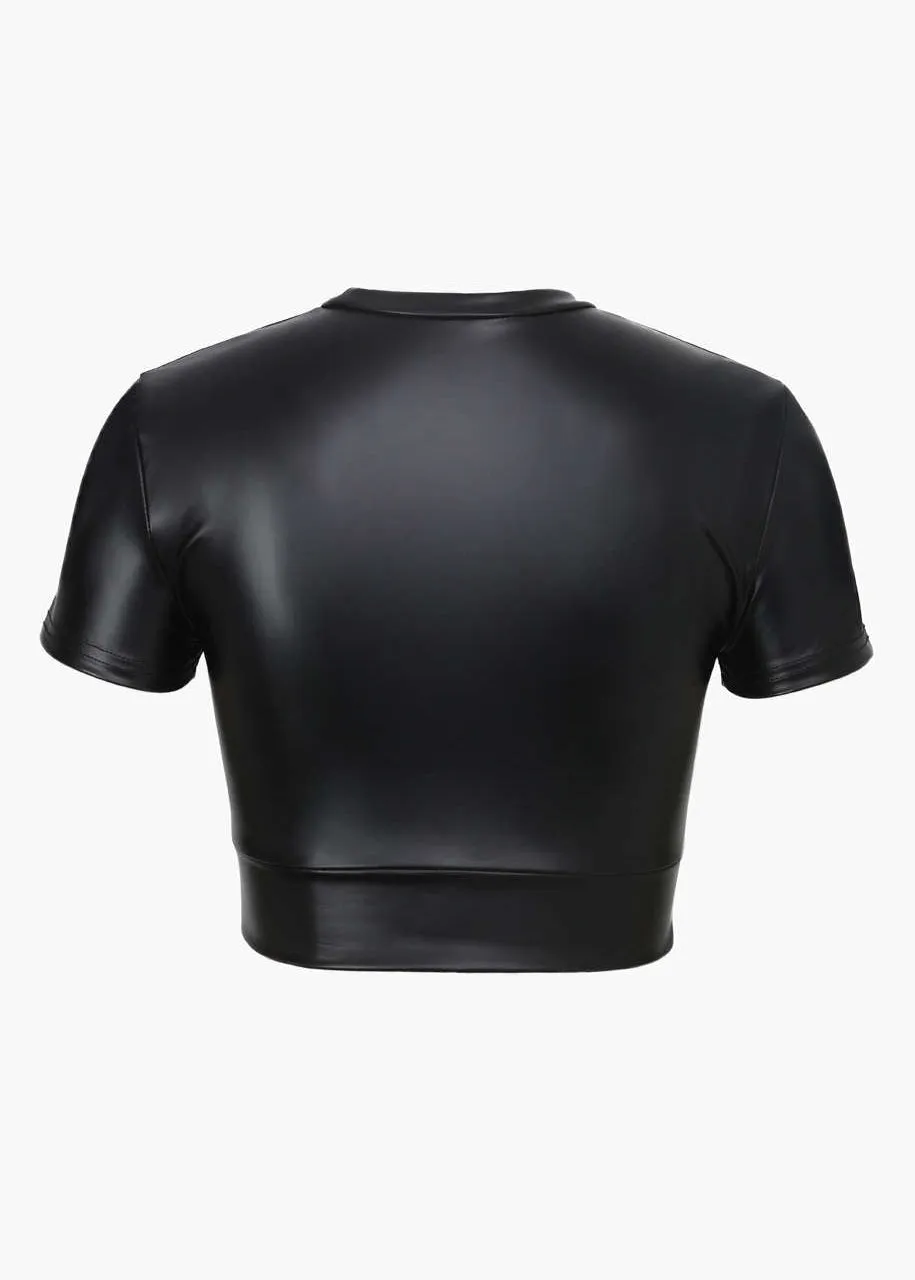 Evanthia Eco-Leather Cropped Top