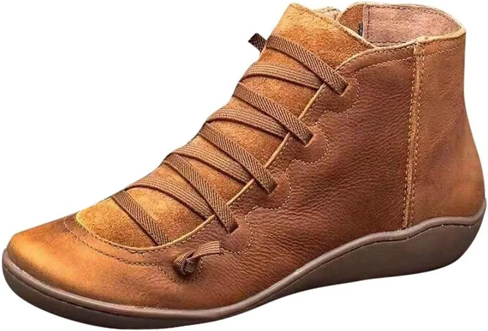 Gibobby Boots for Women Arch Support Booties Casual Flat Platform Short Ankle Booties Everyday Boots for Ladies