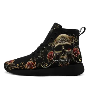 Holiday Gifts,Personalized Skull Sneakers, Custom High-Top and Breathable Gym Shoes, Gift for Halloween