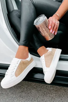 Island Casual Woven Straw Sneakers (Light Tan Rafia/White)