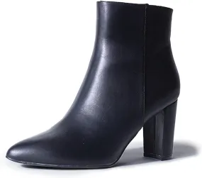 J. Adams Women's Wallice Ankle Booties - Chic Pointed Toe Block Heel Boots with Side Zipper - Comfortable and Stylish Dress Boots for Everyday Wear