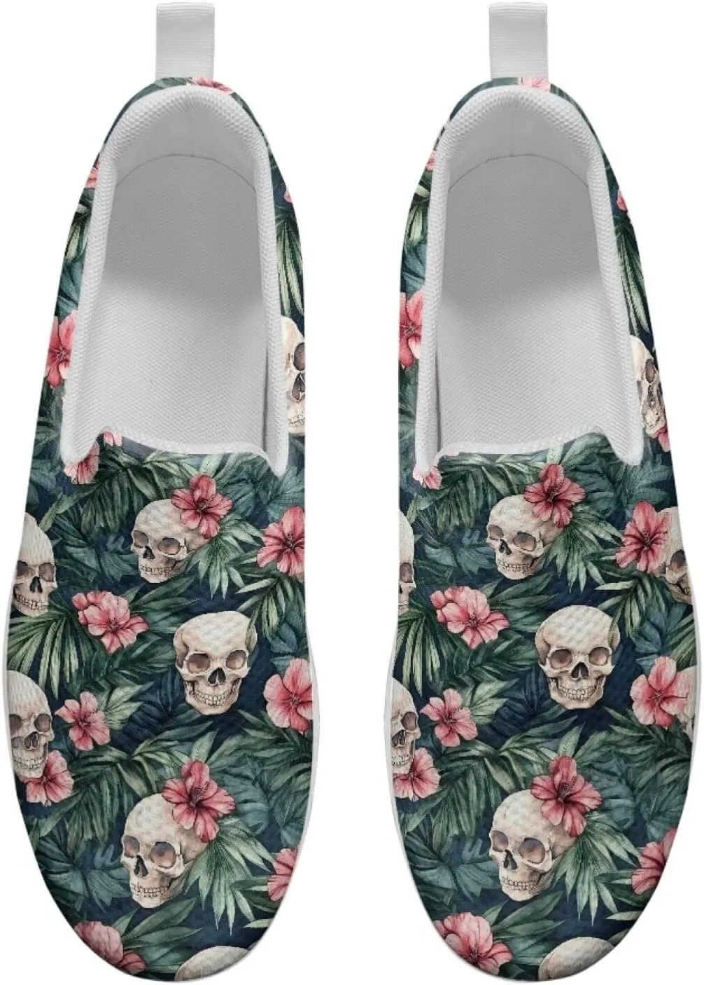 Jeiento Womens Platform Sneakers Lightweight Comfort Athletic Shoes Skull Pattern Walking Jogging Tennis Footwear