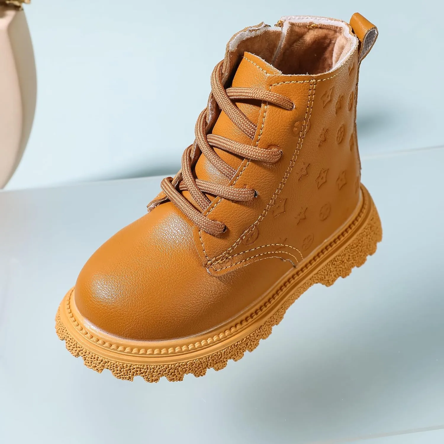 Kids Ankle Boots with Side Zipper Lace Up for Toddler Littel Kid Boys and Girls for Outdoor Play and Everyday Wear