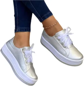 Ladmiple Shoes For Women Sneakers Slip Ons Low Top Lace-up Classic Casual Leather Walking Shoes Summer Flats Loafers