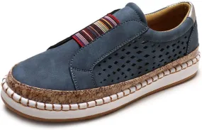Ladmiple Shoes For Women Sneakers Slip Ons Low Top Lace-up Classic Casual Leather Walking Shoes Summer Flats Loafers