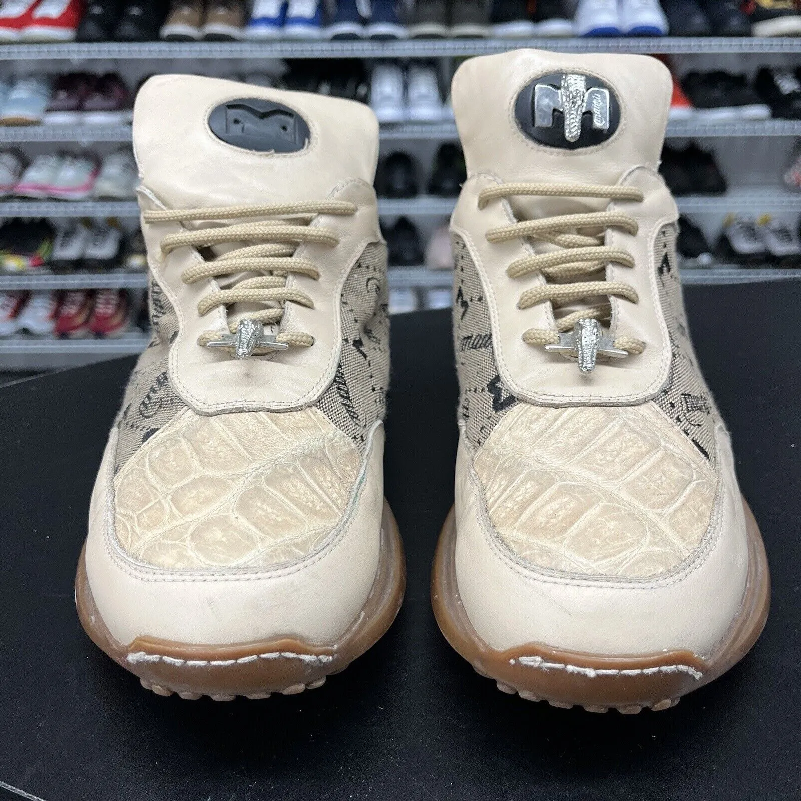 Mauri King Aligator Crocodile Leather Beige Dress Shoes Men's Size US 10.5