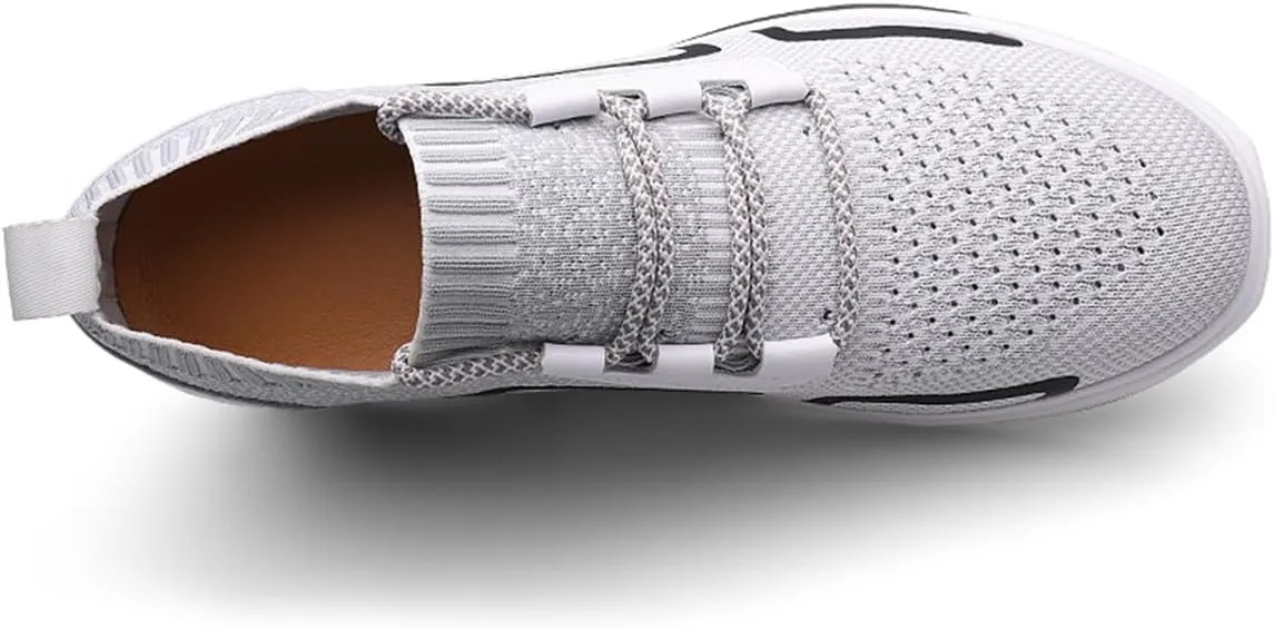 Mens Elevator Shoes Lightweight Walking Athletic Taller Sneakers Low-Top Invisible Height Increasing Footwear