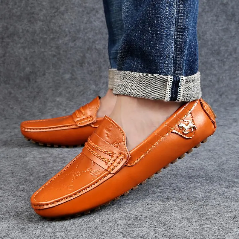 Men's Genuine Leather Soft Loafers | Plus Size