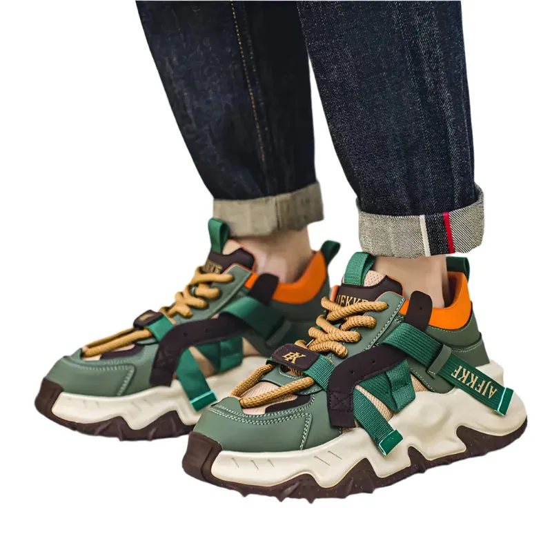 Men's Run Sneaker  Thick-soled Shoes Youth Casual Cricket Shoes Fashion Trend Board Shoes Comfort Skateboard Shoes