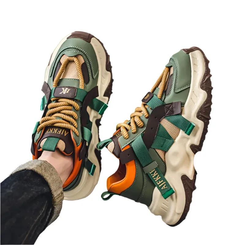 Men's Run Sneaker  Thick-soled Shoes Youth Casual Cricket Shoes Fashion Trend Board Shoes Comfort Skateboard Shoes