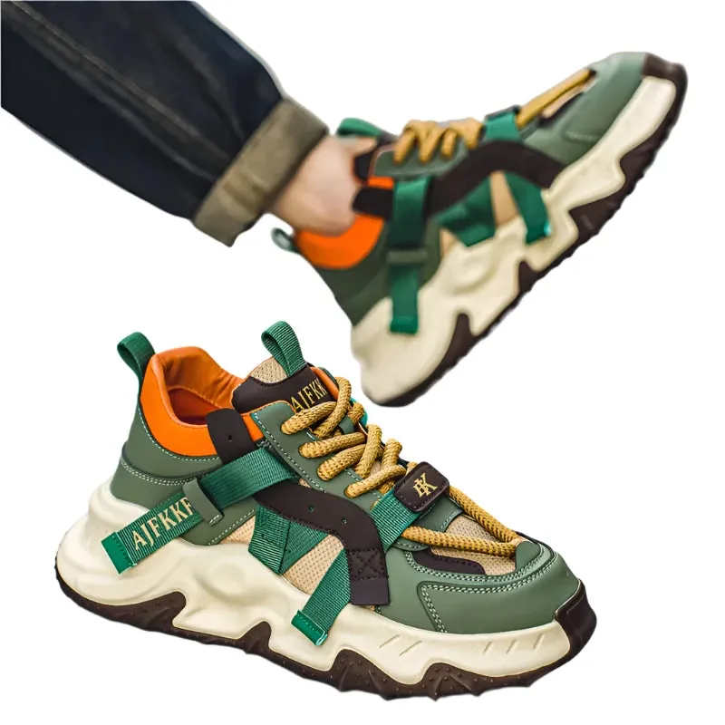 Men's Run Sneaker  Thick-soled Shoes Youth Casual Cricket Shoes Fashion Trend Board Shoes Comfort Skateboard Shoes