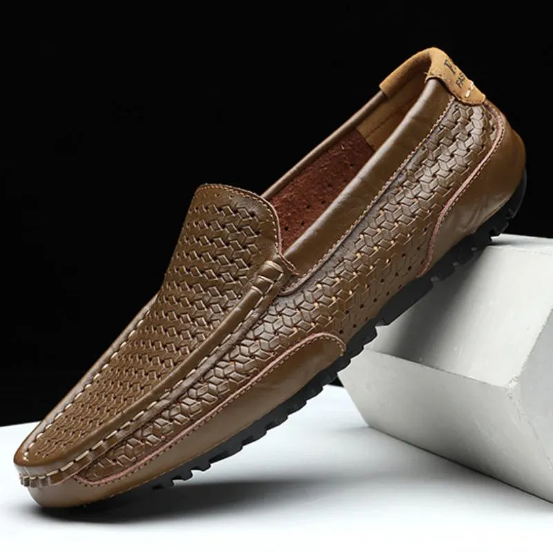 Men's Summer Casual Genuine Leather Breathable Slip-Ons