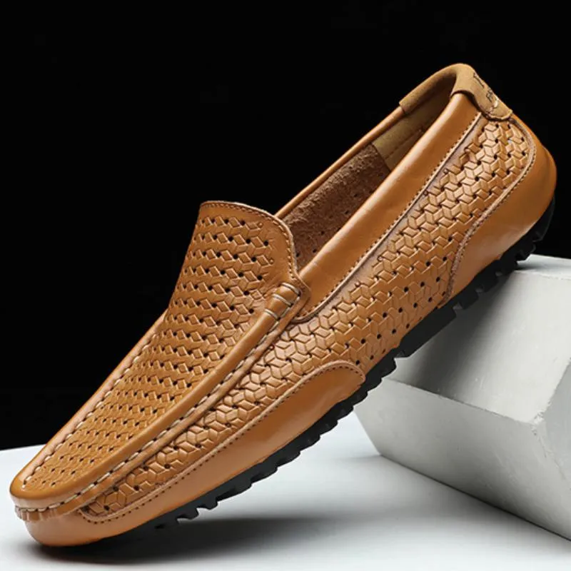 Men's Summer Casual Genuine Leather Breathable Slip-Ons