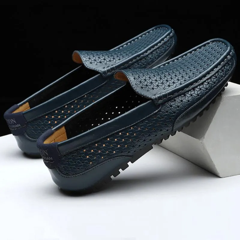 Men's Summer Casual Genuine Leather Breathable Slip-Ons