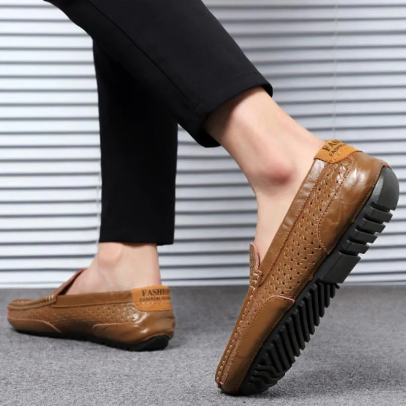 Men's Summer Casual Genuine Leather Breathable Slip-Ons