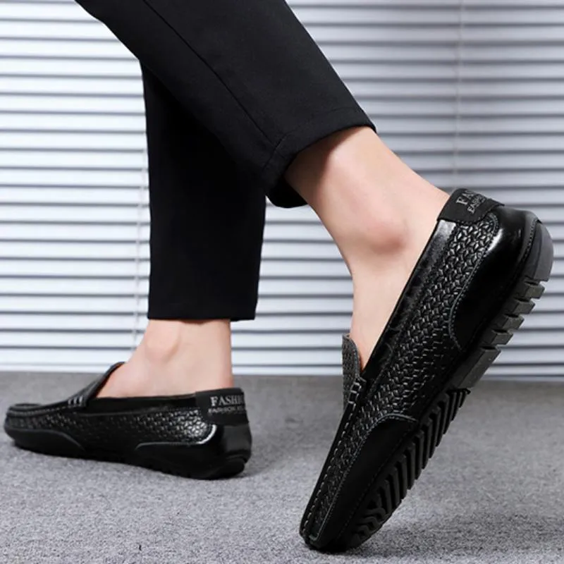 Men's Summer Casual Genuine Leather Breathable Slip-Ons