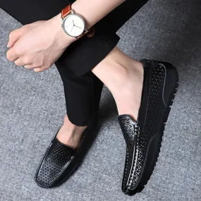 Men's Summer Casual Genuine Leather Breathable Slip-Ons