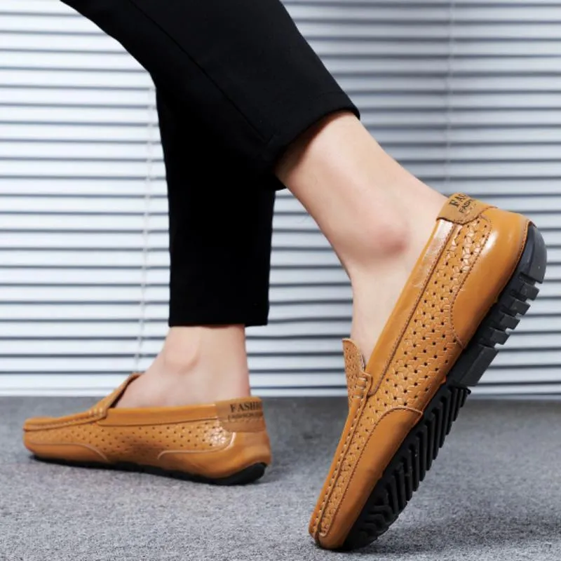 Men's Summer Casual Genuine Leather Breathable Slip-Ons