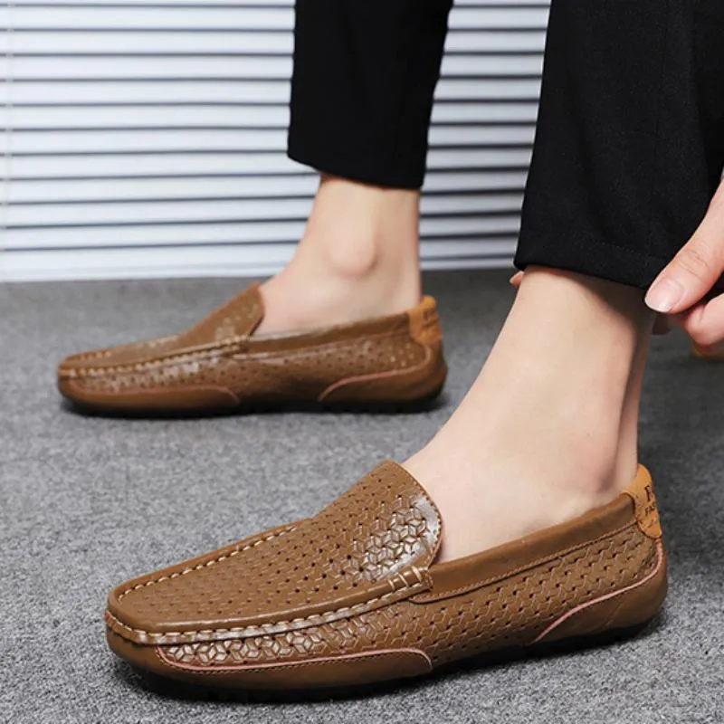 Men's Summer Casual Genuine Leather Breathable Slip-Ons