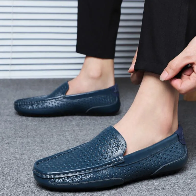 Men's Summer Casual Genuine Leather Breathable Slip-Ons