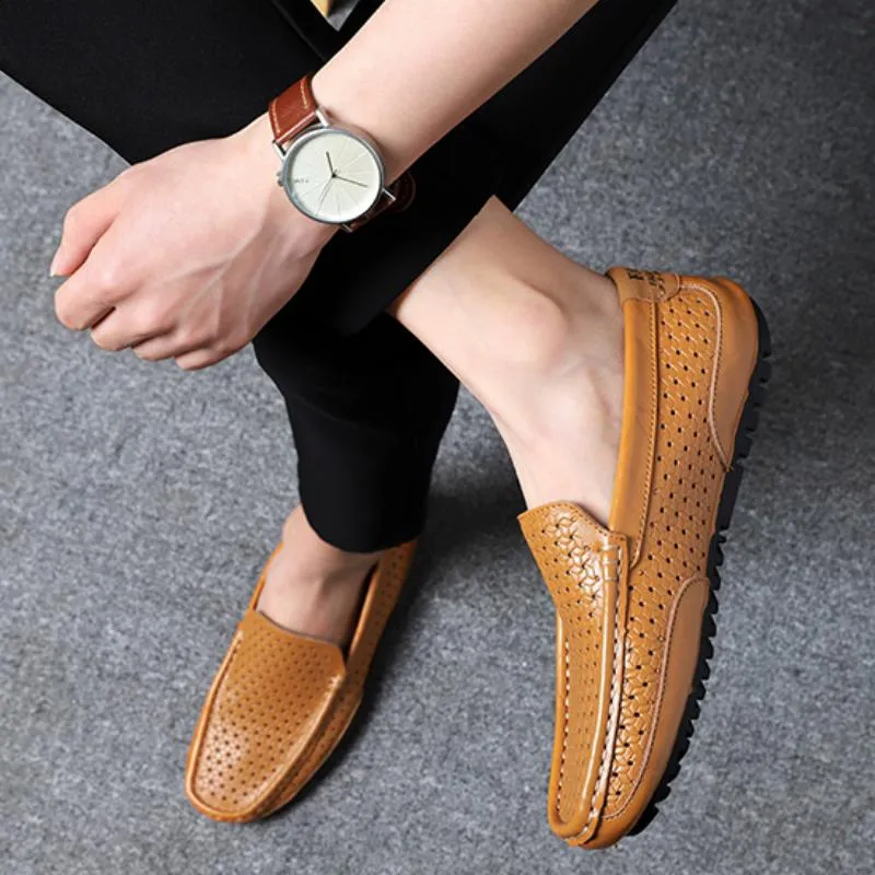 Men's Summer Casual Genuine Leather Breathable Slip-Ons