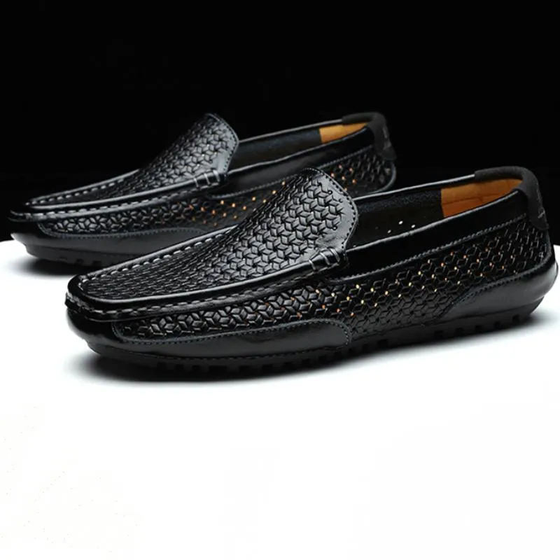 Men's Summer Casual Genuine Leather Breathable Slip-Ons