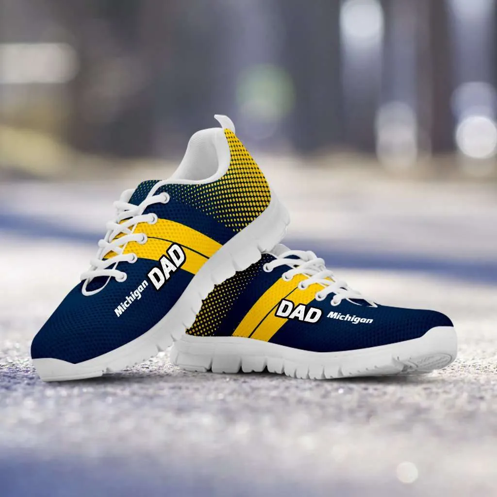 Michigan DAD Basketball Fan Running Shoes - Blue and Gold