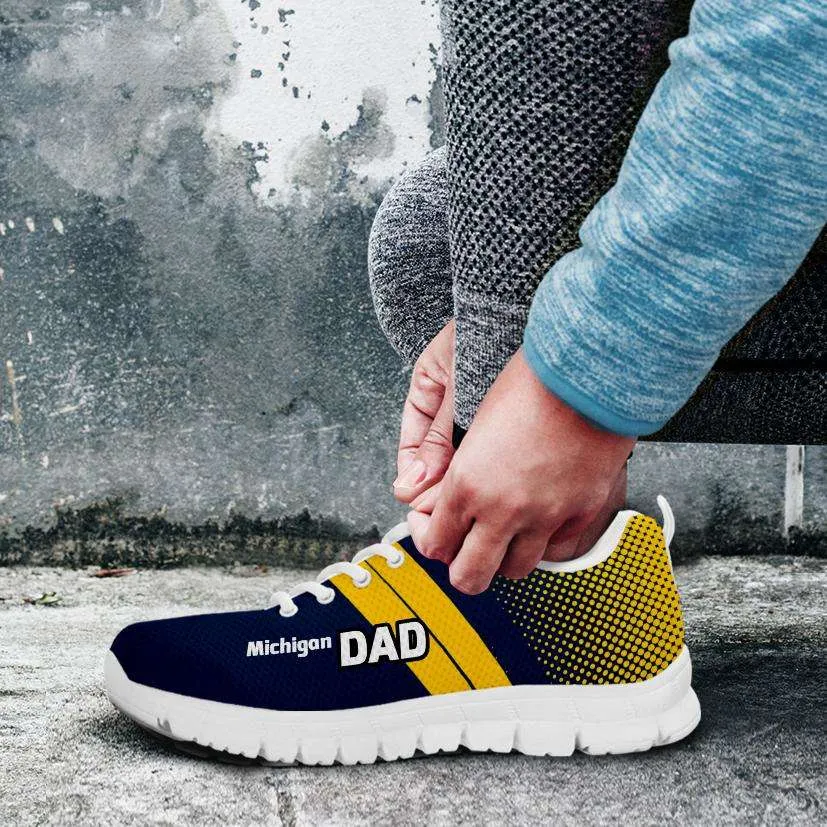 Michigan DAD Basketball Fan Running Shoes - Blue and Gold