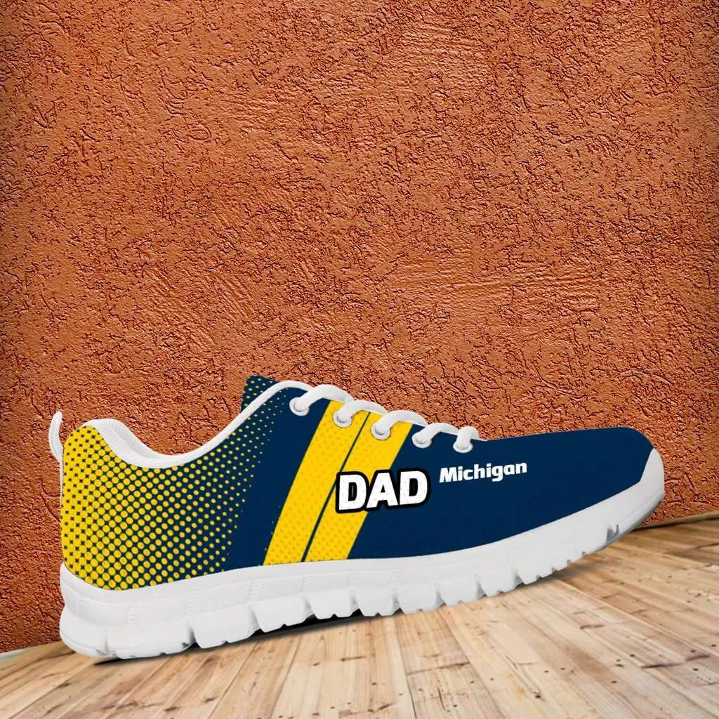 Michigan DAD Basketball Fan Running Shoes - Blue and Gold