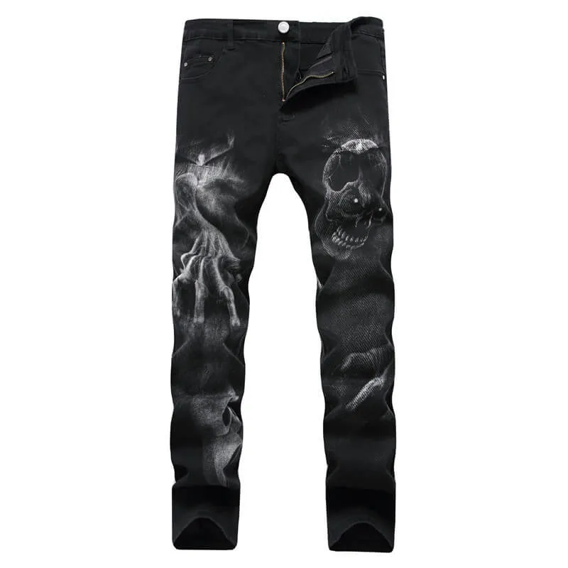 Mid Waisted Jeans Denim Pants Men's Jeans Elasticity Straight Pants