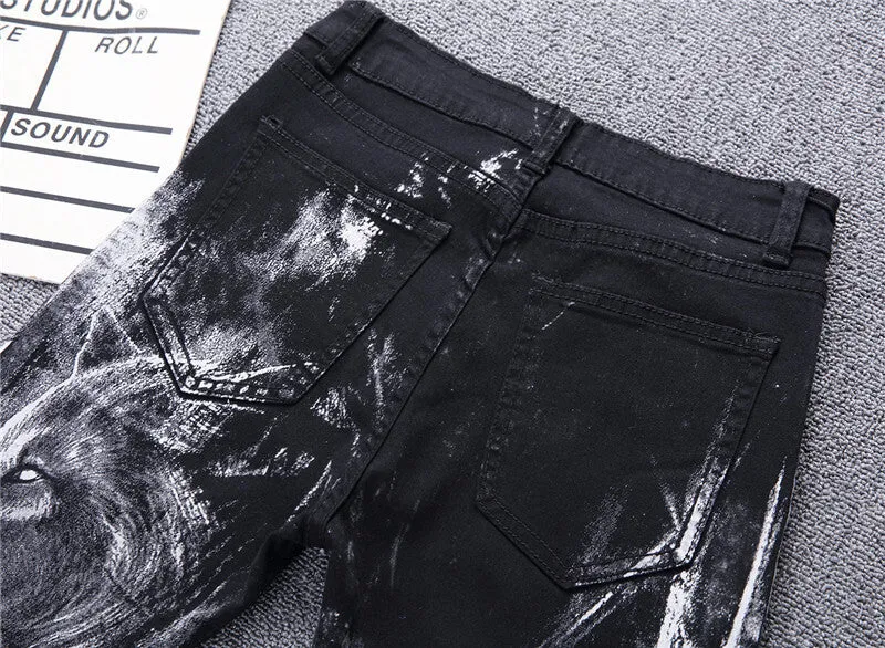 Mid Waisted Jeans Denim Pants Men's Jeans Elasticity Straight Pants